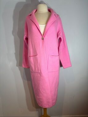Lyla & Luxe Pink Knit Coatigan Long sweater  Coat Soft Oversized Small